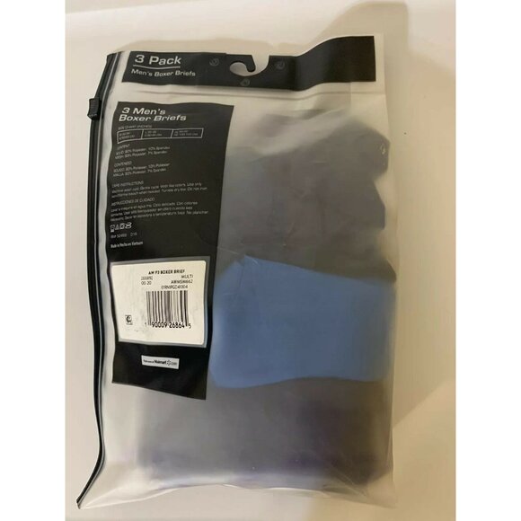 New Athletic Works Men's Boxer Briefs Sz L 3 Pack Perform Stretch 2 Navy 1 Blue - Picture 4 of 4